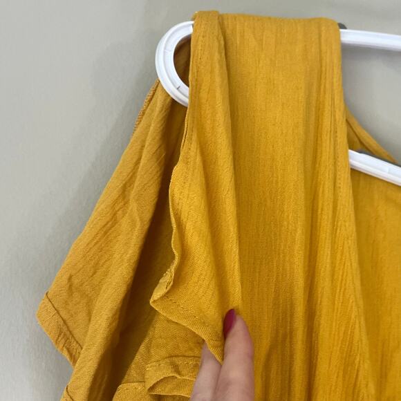NWT! Lulus Mustard Yellow Short Sleeve Wrap Dress Size Small - Picture 11 of 12